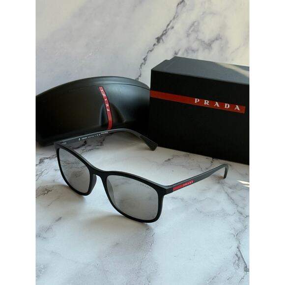 NEW Prada Sport PS01TS Sunglasses in Black Silver Mirror - Picture 1 of 5